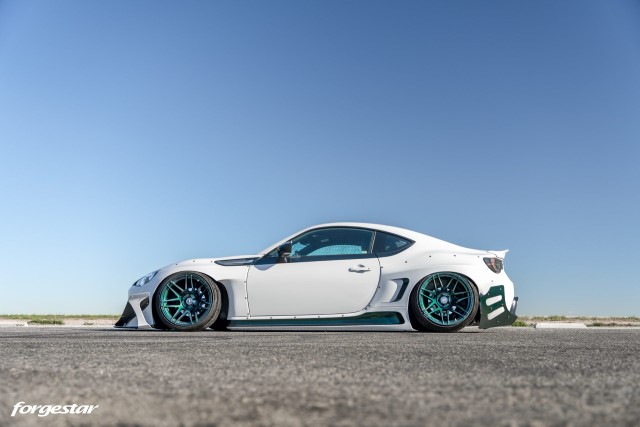 Forgestar F14 UltraDeep Bespoke White Toyota FRS Widebody Wintergreen Metallic