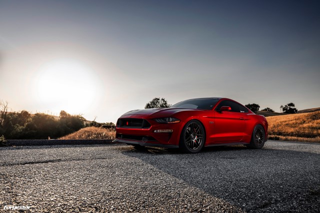 Forgestar wheels on red mustang gt s550