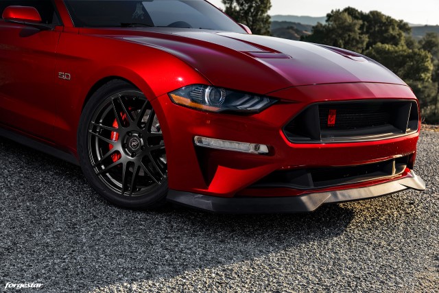 Forgestar wheels on red mustang gt s550