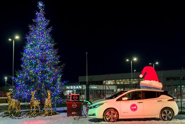 nissan leaf powering christmas tree